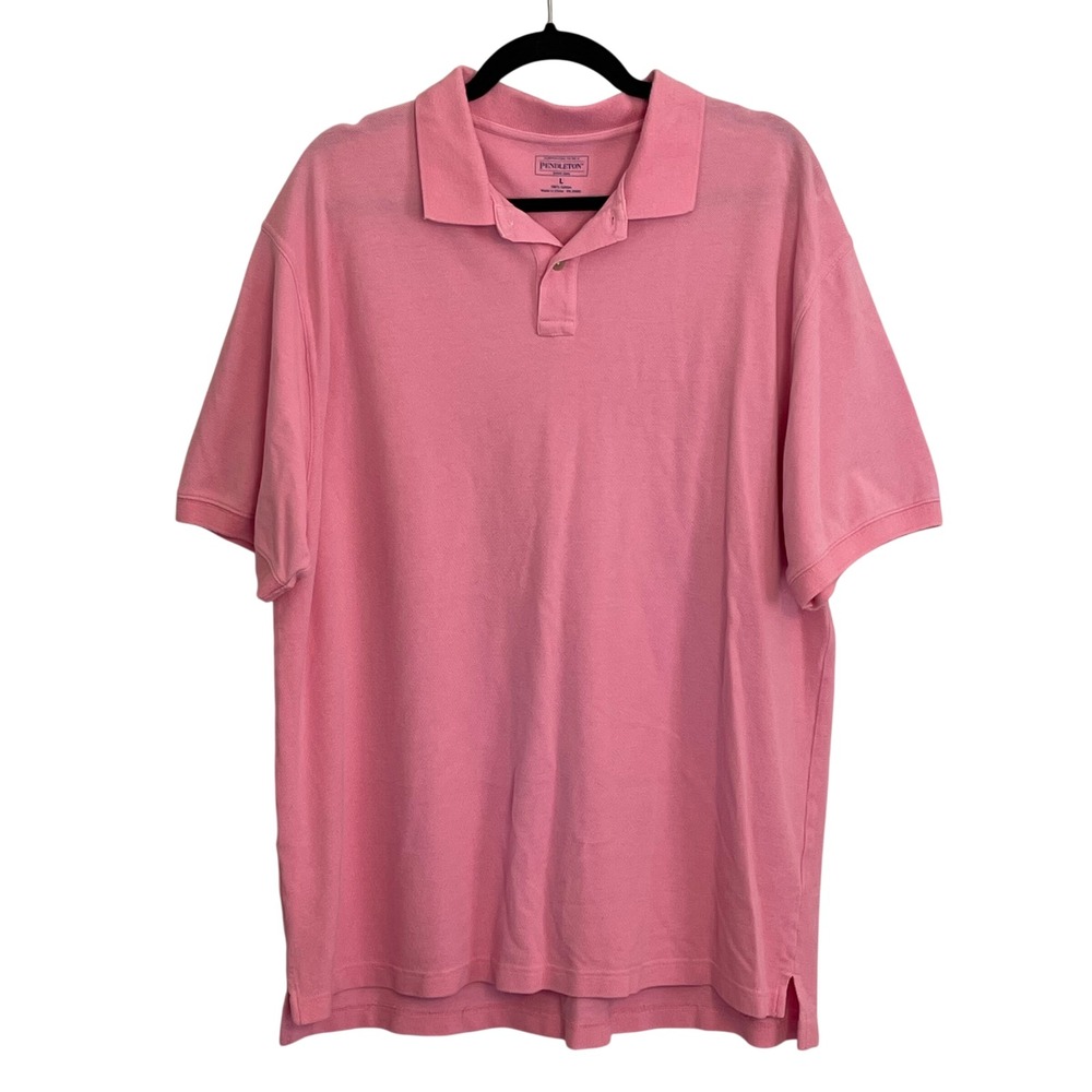 Pendleton Mens‎ Pink 100% Cotton Pique Short Sleeve Polo Shirt Large Classic Fit